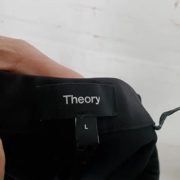 Theory Womens Tapered Dart Ponte Pant Sz L Black Pull On Cropped Pockets Stretch - Picture 10 of 16